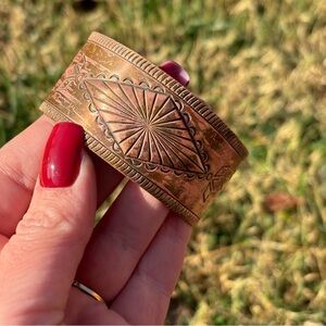 Brass Western Bangle Bracelet Distressed Wide Band Cowboy Cowgirl Ranch Festival